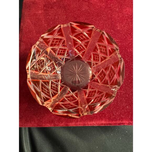 Vintage Clear Cut Cranberry Glass 4” Bowl Please Read - Picture 5 of 9